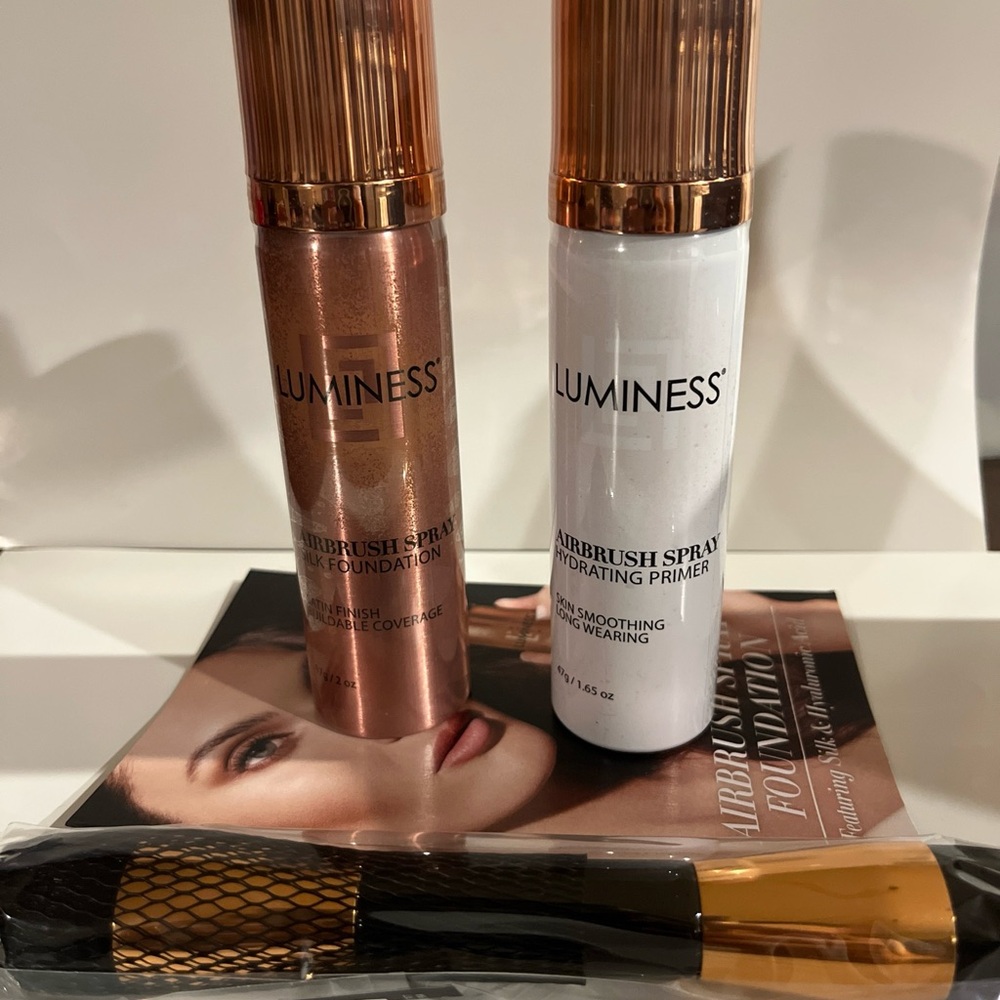 COPY - Luminess Airbrush Spray Silk Foundation, Primer, Buffing Brush Kit Fair …